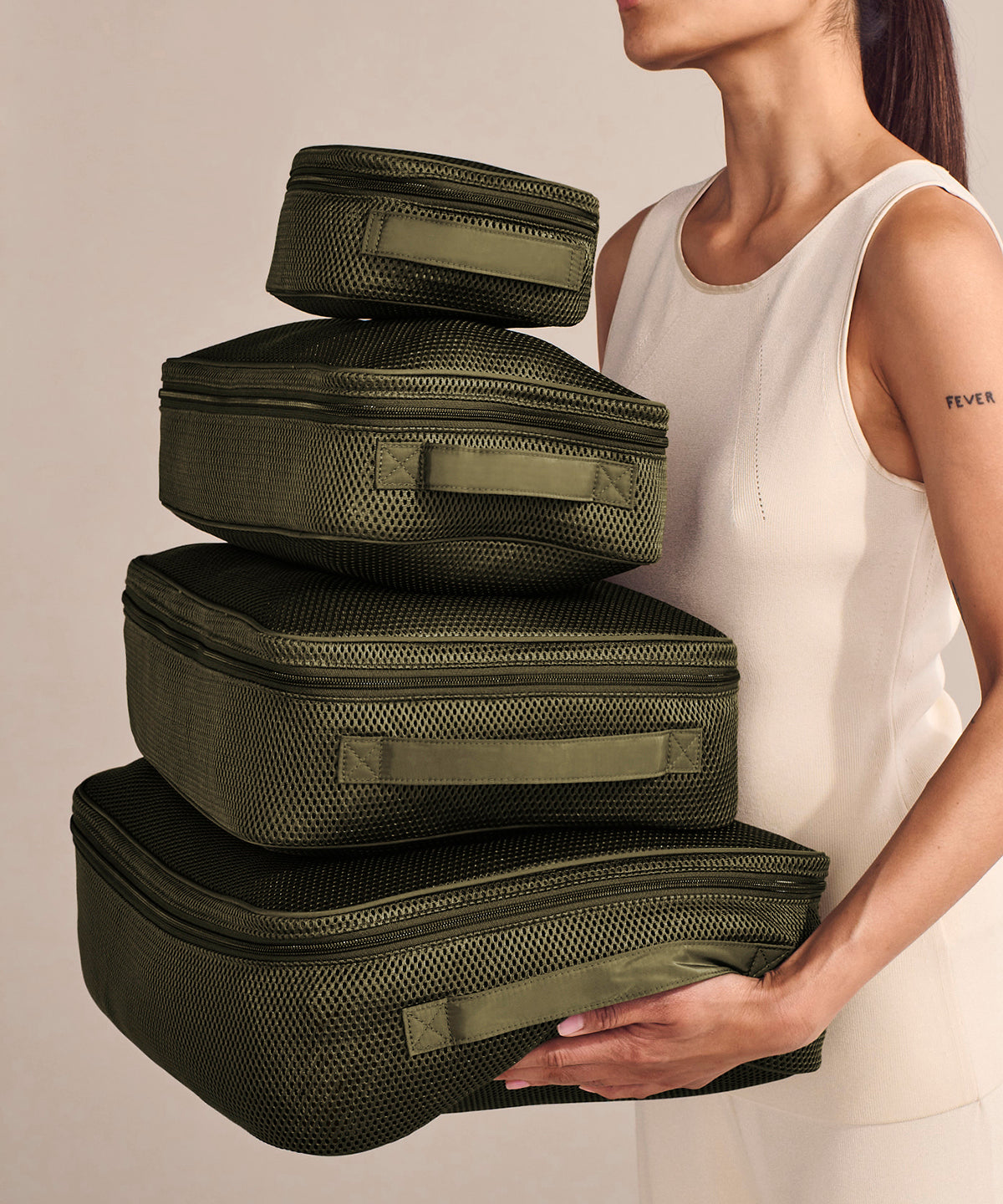 Roma Packing Cube in Dark Moss Air Mesh, Extra Large - Image 6